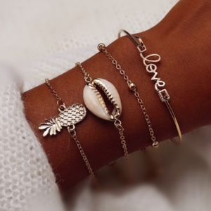 Pineapple seashell love set of 4 bracelets
